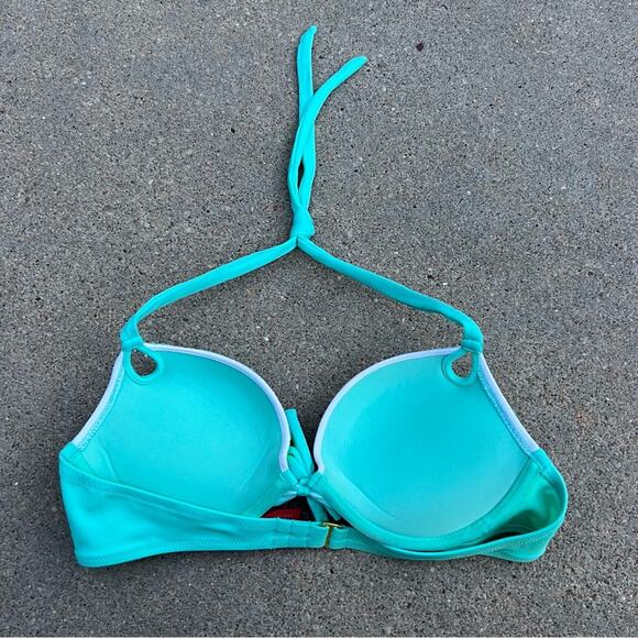 Victoria’s Secret 34B Sequin Teal Purple Mermaid Pushup Bikini Top - Picture 3 of 6